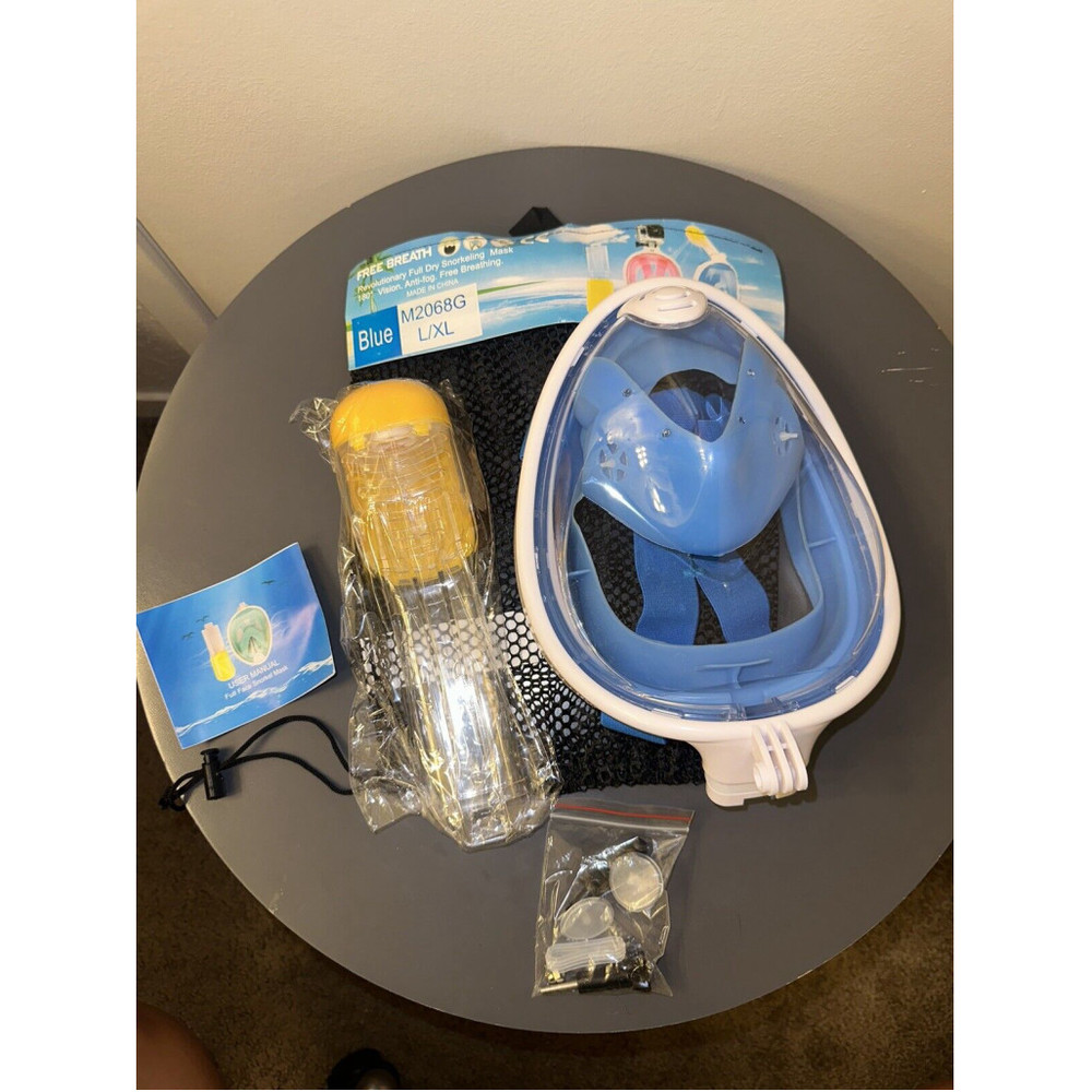 Free Breath Revolutionary Full Dry Snorkeling Mask 180 Vision L/XL  New